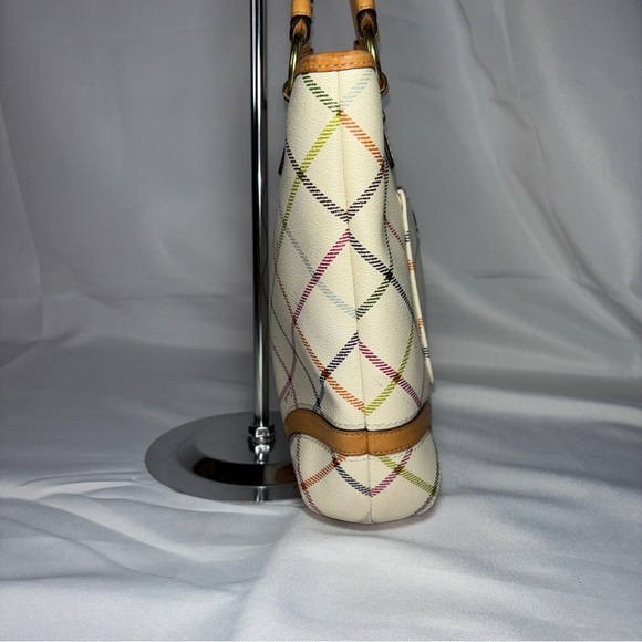 COACH Peyton Tattersall Stripe Tote Shoulder Bag F21863 Cream Plaid Multicolor - Picture 4 of 10
